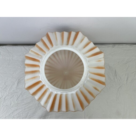 Vtg 30s Accordion Octagonal Frosted Orange‎ Birds Paradise Glass Swag Lamp Shade - Picture 6 of 16